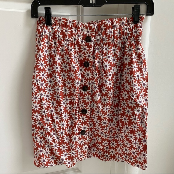 NWT Madewell Paperbag Button-Front Mini Skirt in Falling Daisies XXS - Picture 3 of 5